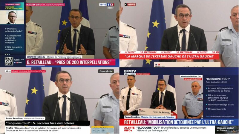 #BloquonsTout : un journalisme de préfecture sous escorte policière  - 10 septembre BloquonsTout IndignonsNous Manifestation Médias