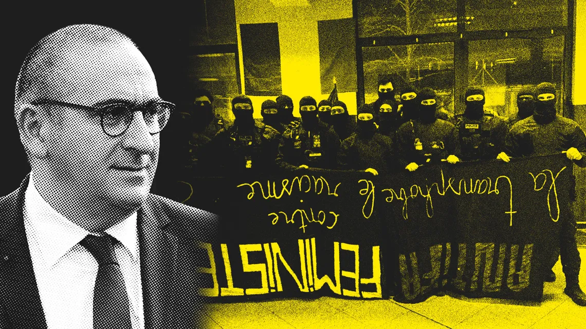 Banderole féministe retournée par des policiers : le ministre condamne un peu, et excuse beaucoup  - Antifa Antifascisme Antiféminisme État policier Féminisme Justice Laurent Nuñez Police Répression policière