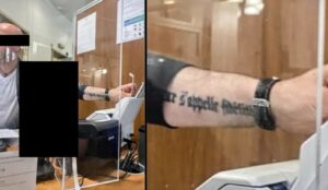 Perpignan : un ancien &eacute;lu du RN, agent municipal, arborait un tatouage nazi  - Extr&ecirc;me-droite Fascisme Louis Alliot Mairie Nazisme N&eacute;onazisme Perpignan Rassemblement national Tatouages