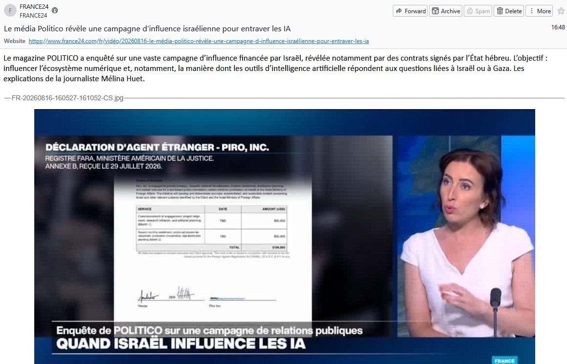 Isra&euml;l lance, avec Havas Media, une campagne destin&eacute;e &agrave; influencer les r&eacute;ponses des IA  - Arm&eacute;e ChatGPT &Eacute;tats-Unis Gaza G&eacute;nocide G&eacute;nocide &agrave; Gaza Guerres IA Intelligence artificielle Isra&euml;l M&eacute;dias OpenAI Politique