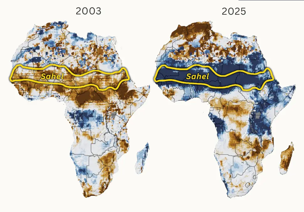 Afrique : apr&egrave;s des d&eacute;cennies de s&eacute;cheresse, le niveau de l'eau remonte dans le Sahel  - Afrique Agriculture Arbres Changement climatique Climat D&eacute;sert Eau Environnement Inondations Irrigation Nappes phr&eacute;atiques Plantes Pluie Sahel S&eacute;cheresse Sols